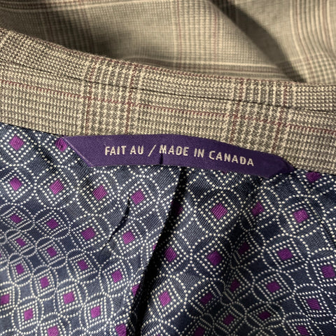TED BAKER Grey Burgundy Plaid Wool Notch Lapel Sport Coat