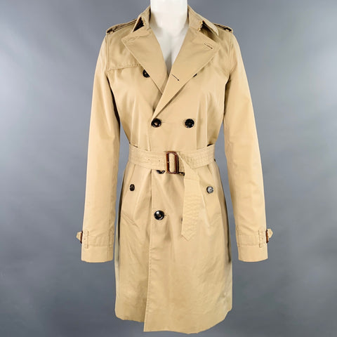 BURBERRY Size S Beige Cotton Twill Double Breasted Coat