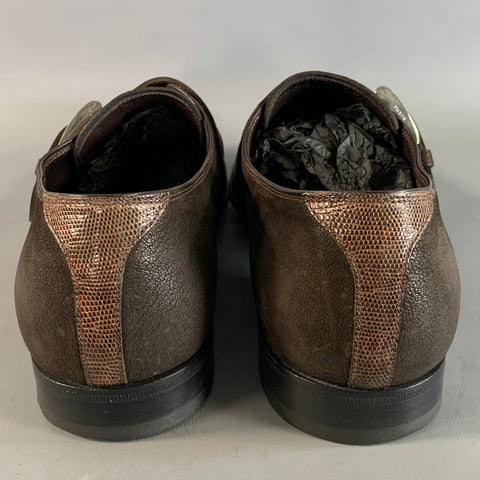 PRADA Size 8 Brown 2P 1403 Leather Monk Strap Loafers
