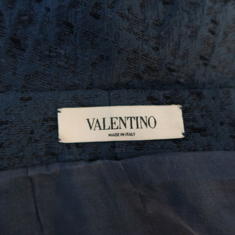 VALENTINO Size 6 Blue Viscose Blend Textured Pencil Skirt