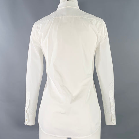 SAINT LAURENT Size 4 White Cotton Button Up Shirt