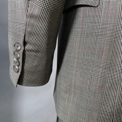 BURBERRYS Size 38 Regular Black White Glenplaid Virgin Wool Suit