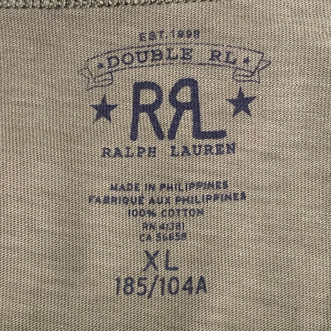 RRL by RALPH LAUREN Size XL Olive Green Logo Print Cotton Crew Neck T-shirt