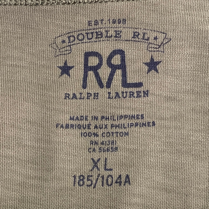 RRL by RALPH LAUREN Size XL Olive Green Logo Print Cotton Crew Neck T-shirt