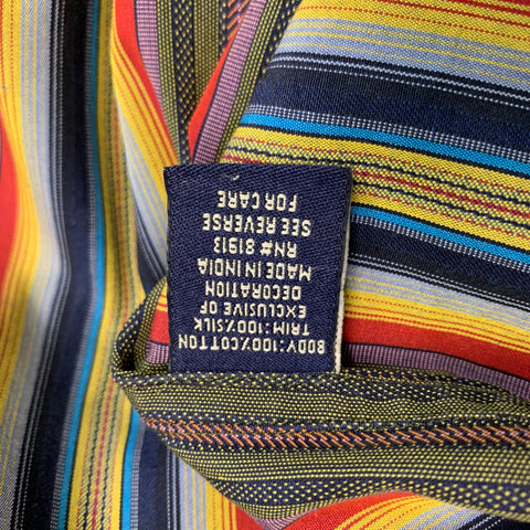 ROBERT GRAHAM Size L Green Multi-Color Stripe Cotton Button Up Long Sleeve Shirt