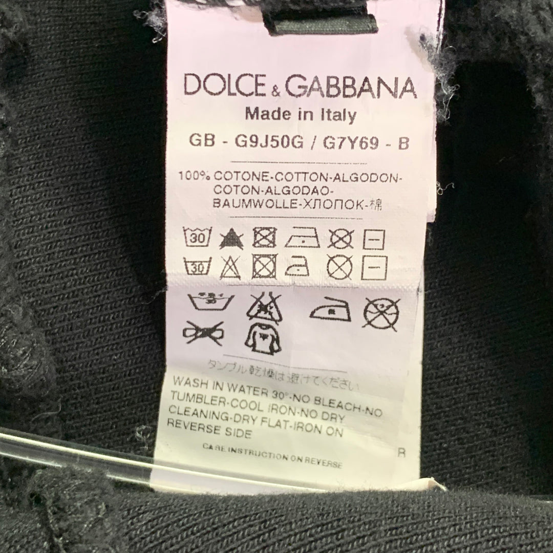 DOLCE & GABBANA Size S Black Muhammad Ali Print Cotton Hooded Sweatshirt