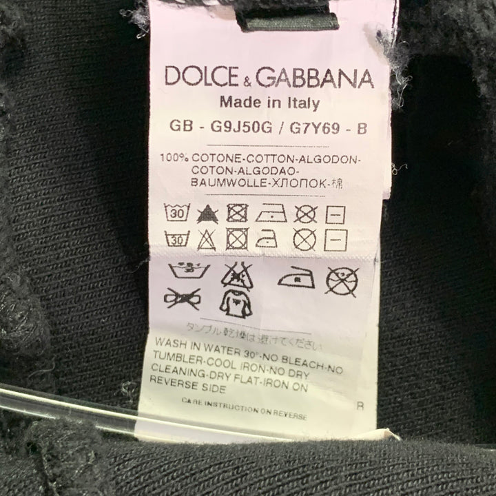 DOLCE & GABBANA Size S Black Muhammad Ali Print Cotton Hooded Sweatshirt
