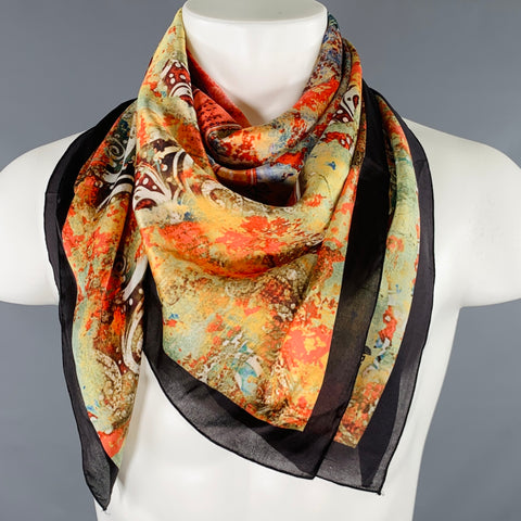 DIAMANTINE Multi Color Abstract Silk Calla Lily Scarf