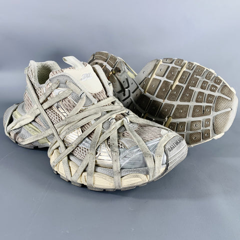 BALENCIAGA Size 8 3XL Extreme Lace Grey Brown Polyester Distressed Sneakers