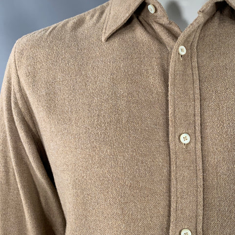 ADAM KIMMEL Size L Camel Cotton Long Sleeve Shirt