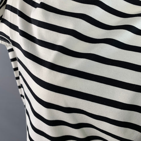 JUNYA WATANABE Size M White Black Cotton Stripe Asymmetrical T-Shirt