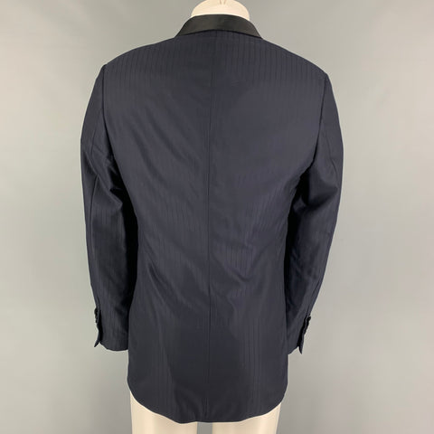 BRIONI Size 40 Navy Stripe Wool Tuxedo Sport Coat