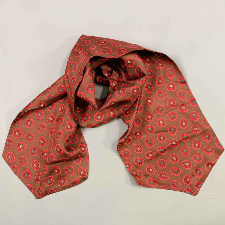 VINTAGE Brown Red Paisley Scarf