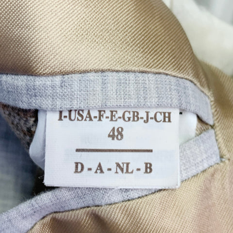 BRUNELLO CUCINELLI Size 38 Grey Taupe Plaid Wool Cashmere Notch Lapel Sport Coat