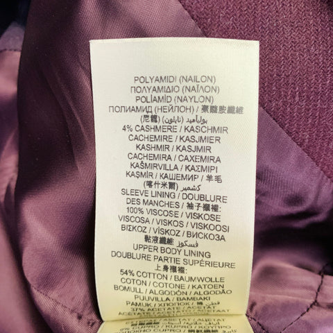 BURBERRY BRIT Size 4 Burgundy Virgin Wool Blend Single Breasted Coat
