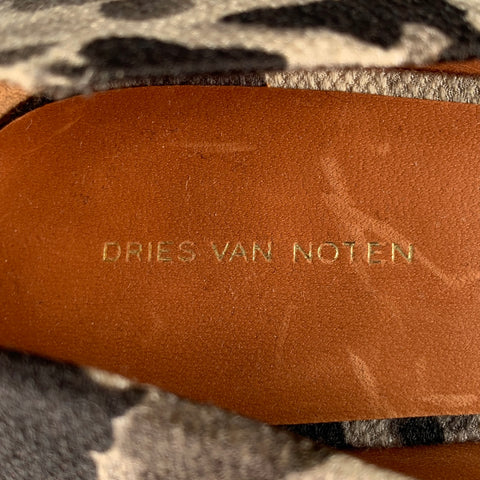 DRIES VAN NOTEN Size 8.5 Grey Black Marbled Snake Skin Heels Pumps