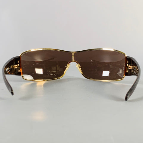 PRADA Gold Black Metal Shield Sunglasses