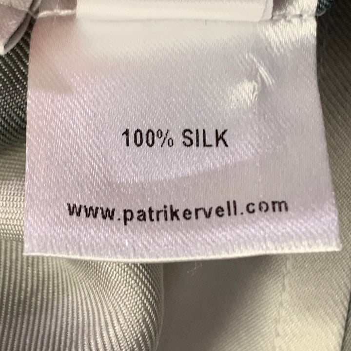 PATRIK ERVELL FW12 Size M Grey Ivory Marbled Silk Twill Button Down Collar Long Sleeve Shirt