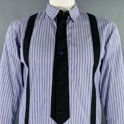 NEIGHBORHOOD Size L Blue Black & White Stripe Cotton Long Sleeve Shirt