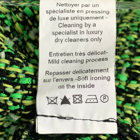 LANVIN 2012 Size 4 Green Black Cotton Blend Boucle Short Sleeve Skirt Set