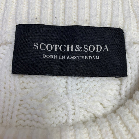 SCOTCH AND SODA Size XL Cream Cable Acrylic Crew Neck Sweater