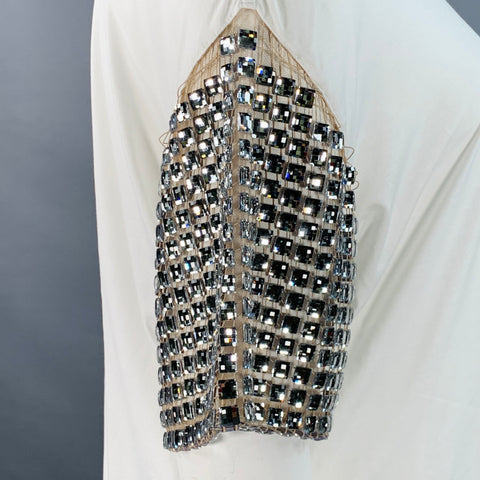 BURBERRY Size XL White Silver Cotton Crystal Embellished Oversized Crew Neck T-Shirt