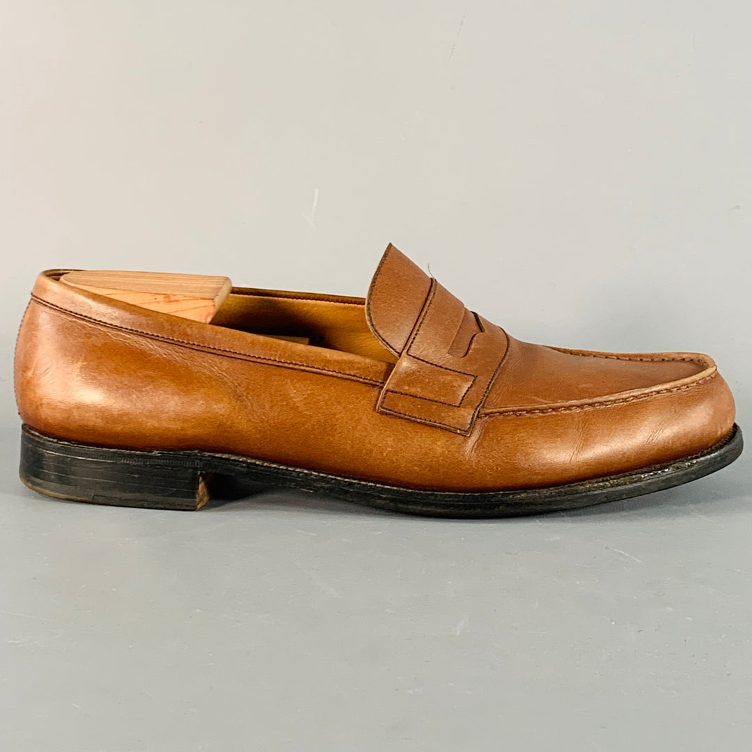 J.M. WESTON Size 10.5 Brown Leather Split Toe Penny Loafers
