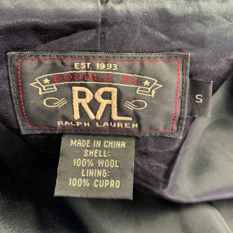 RRL by RALPH LAUREN Size S Black Twill Wool Double Breasted Coat