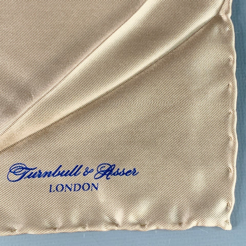 TURNBULL & ASSER Beige Signature Silk Pocket Square