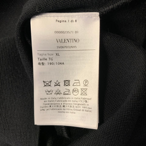 VALENTINO Size XL Black Knitted Wool Polo Pullover