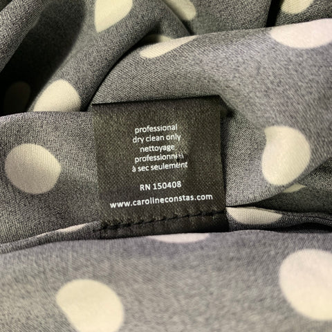 CAROLINE CONSTAS Taille S Robe à Pois Noire et Blanche en Soie Mélangée Manches Cloche
