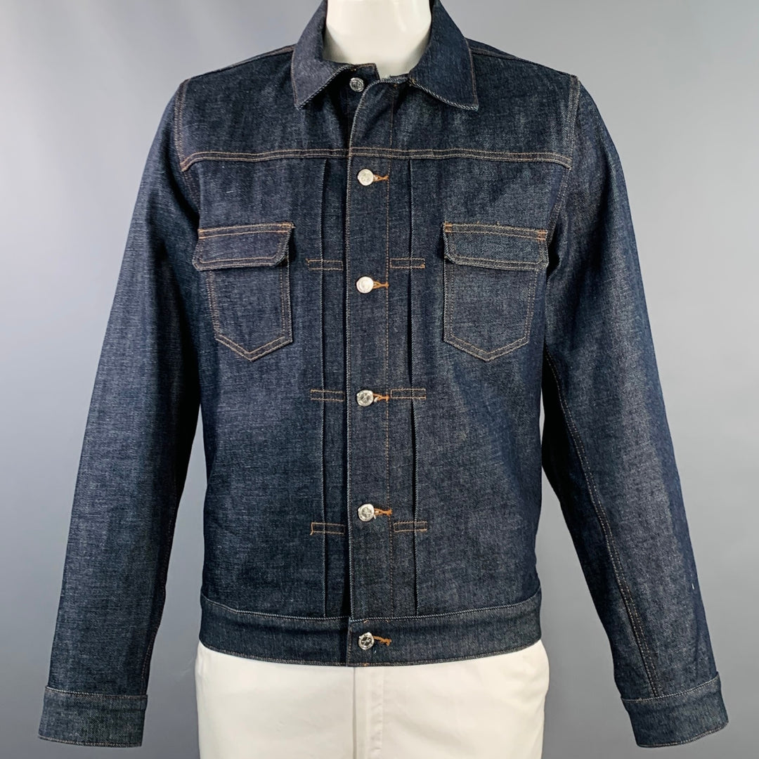 A.P.C. Size XL Blue Twill Cotton Denim Button Up Jacket