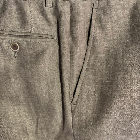 BRUNELLO CUCINELLI Size 38 Brown Herringbone Linen Wool Silk Peak Lapel Suit