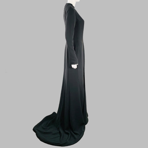 KAMPERETT Size S Arc Black Long Sleeve Keyhole Back Evening Gown
