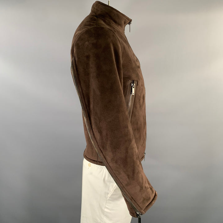 EMPORIO ARMANI Size 40 Brown Polyester Nylon Zip Up Jacket