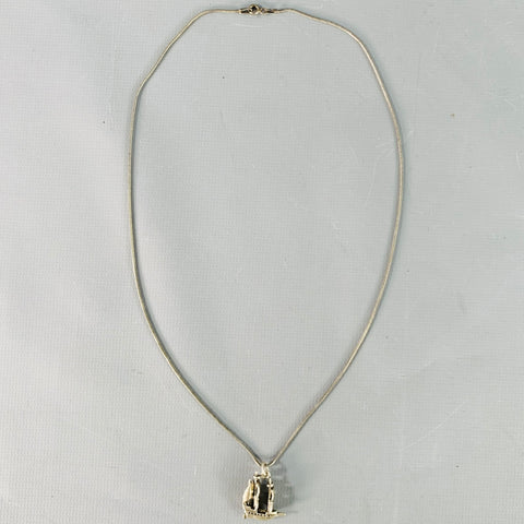 VINTAGE Sterling Silver Ship Pendant Necklace