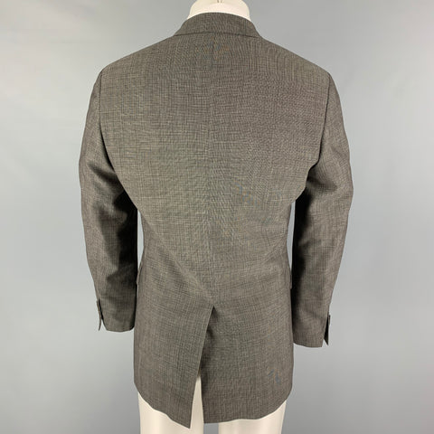 JOHN VARVATOS Talla 40 Abrigo deportivo con solapa de muesca de lana en rejilla negra gris