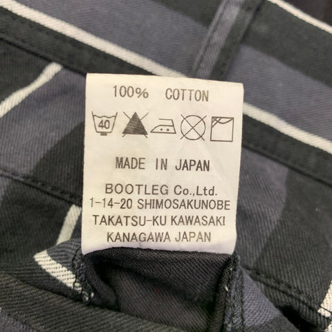 Pantalon décontracté LOW HURTZ en coton à rayures grises, noires et blanches, taille L, devant plat