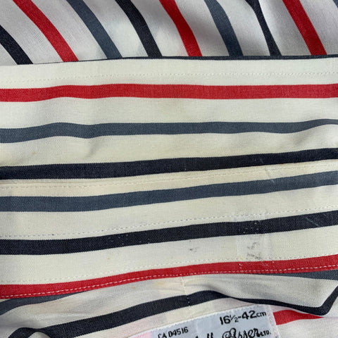 TURNBULL & ASSER Vintage Size L White Blue Red Stripe Cotton Long Sleeve Shirt