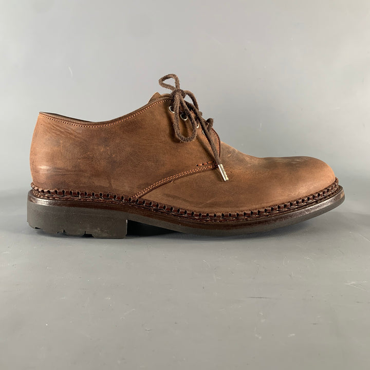 HESCHUNG Size 8 Brown Leather Derby Lace Up Shoes