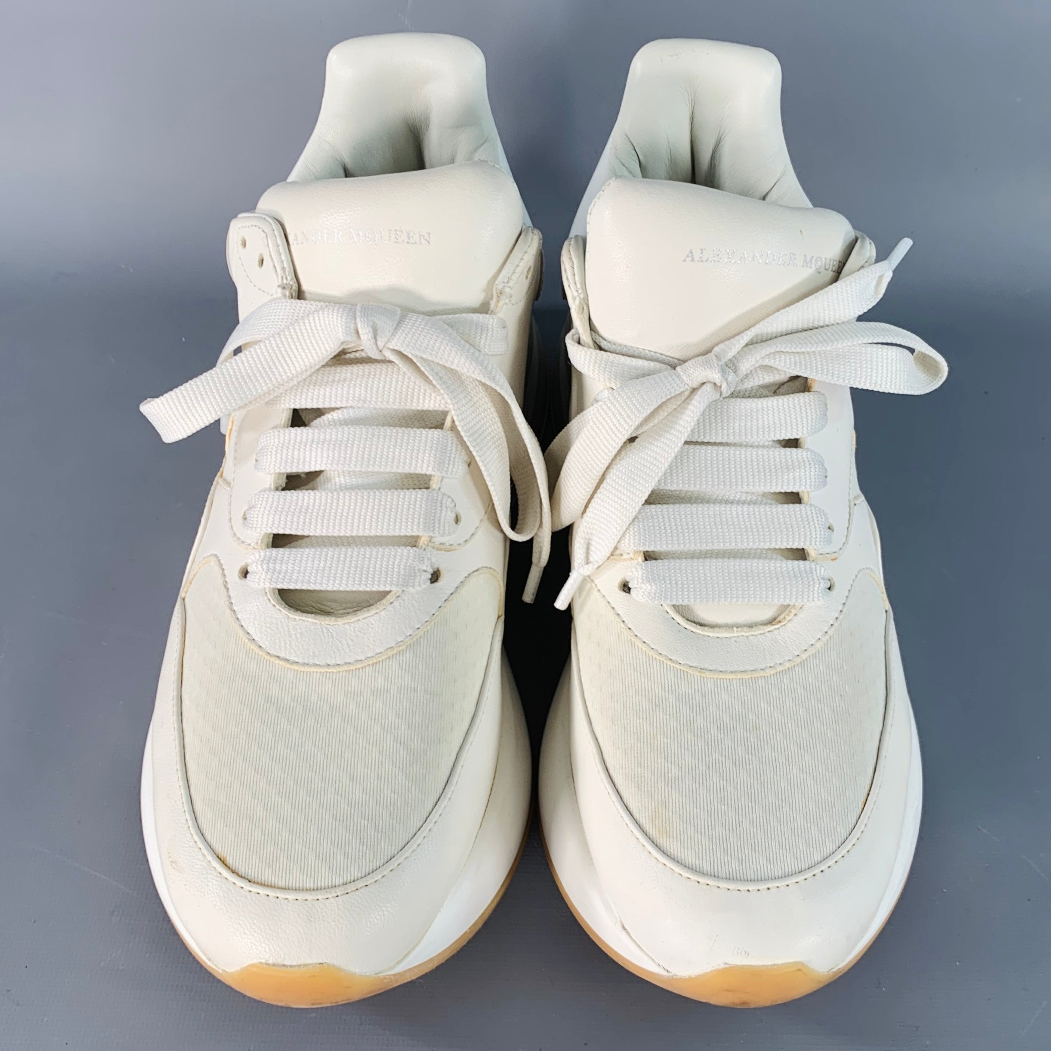 ALEXANDER MCQUEEN Size 8 White Ivory Rubber Sole Lace-Up Chunky