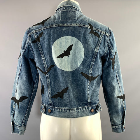 LEVI'S Size M Blue Black Bats Cotton Denim Jacket