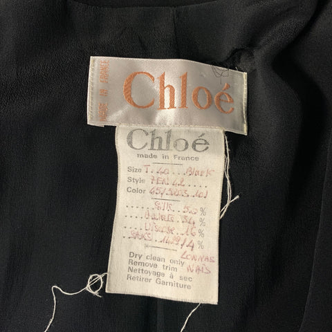 CHLOE Size 4 Black Silk Blend Notch Lapel Jacket