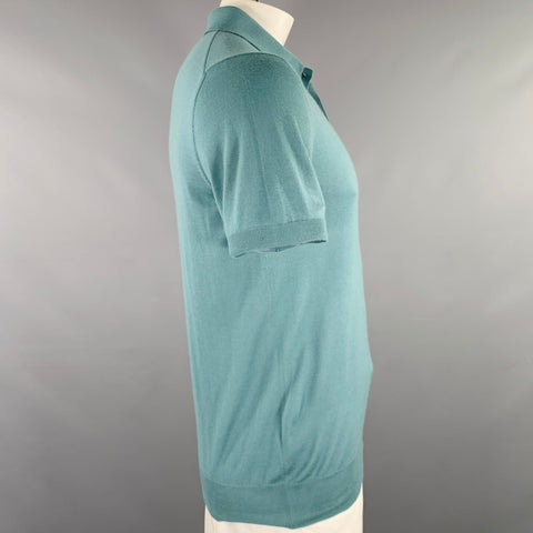 PRADA Size L Green Knit Wool Buttoned Polo