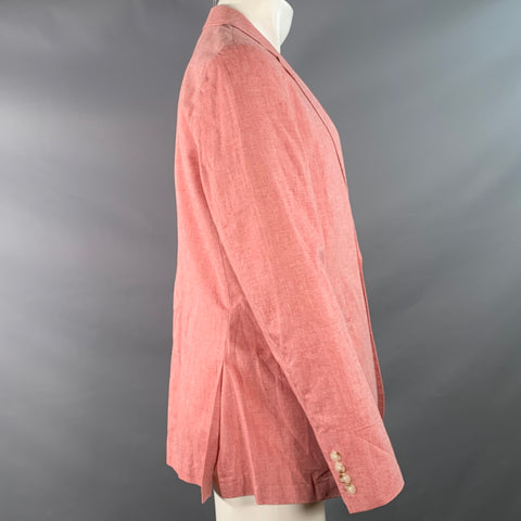 J. CREW Size 40 Ludlow Red Woven Cotton Linen Notch Lapel Jacket