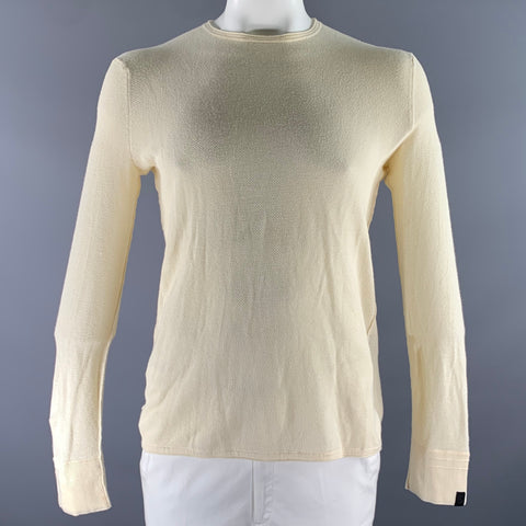 RAG & BONE Size L Cream Knit Cotton Thermal Long Sleeve Shirt