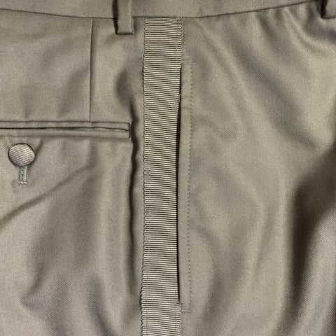 BLACK FLEECE Size S Black Wool Button Fly Tuxedo Dress Pants