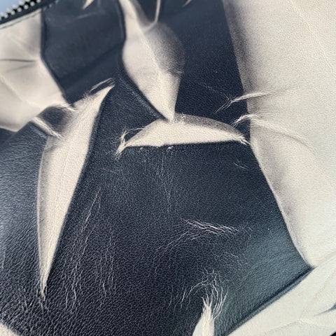 DONNA KARAN Black Grey Marbled Leather Wristlet Clutch Handbag