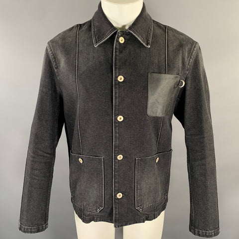 LOEWE Size 34 Grey Patch Cotton Chore Jacket