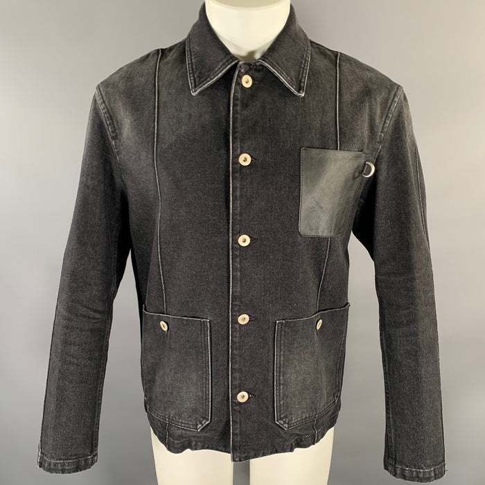 LOEWE Size 34 Grey Patch Cotton Chore Jacket